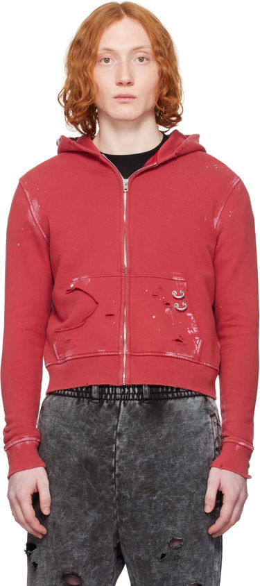 Mikina We11done We11done Pierced Zip-Up Hoodie Červená | WD-TJ0-25-821-U-RD, 0