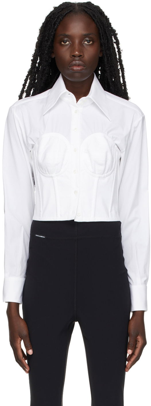 White Poplin Bustier Shirt