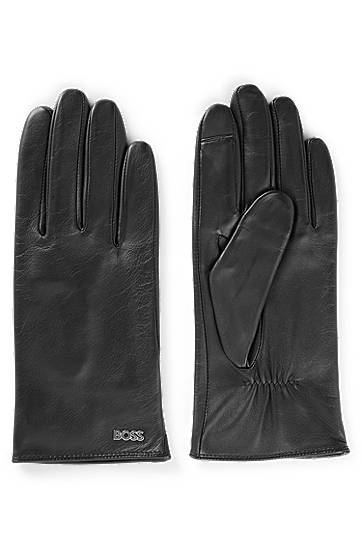 Rukavice BOSS BOSS Leather Gloves with Full Lining Čierna | 50526613, 0