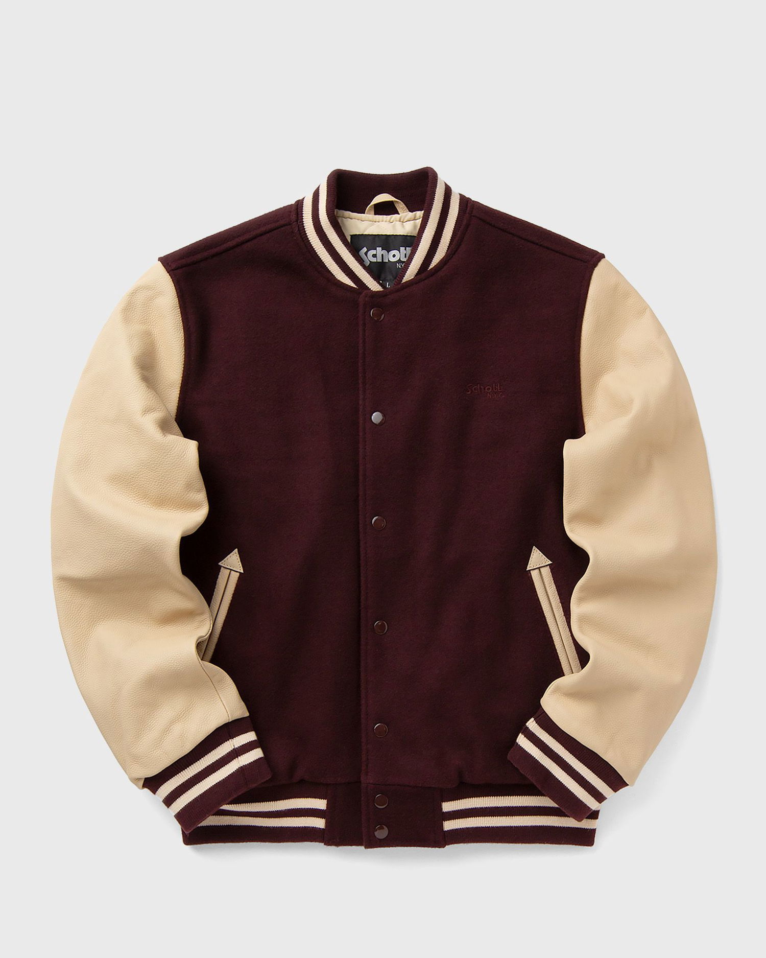 Bunda Schott NYC Varsity Jacket Vínová | LC8705-BORDEAUX-BEIGE, 1