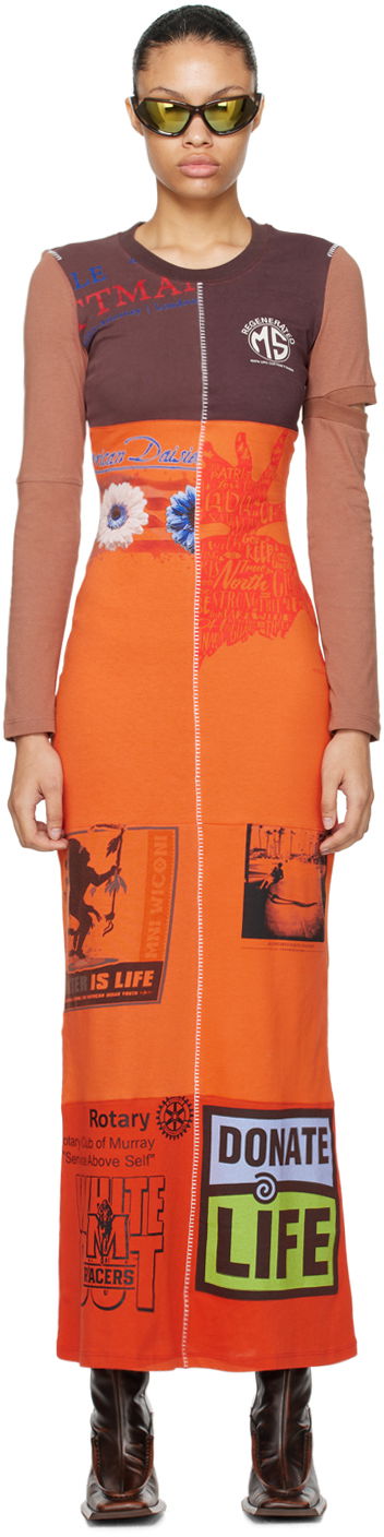 Šaty Marine Serre Regenerated Maxi Dress Oranžová | WDR033, 0
