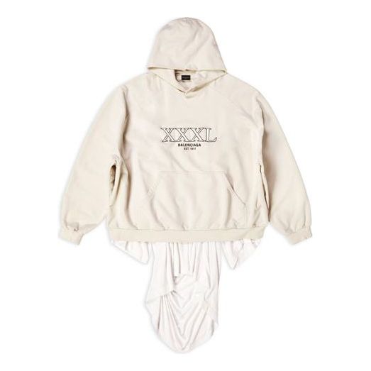 Mikina Balenciaga XXXL Patched T-Shirt Hoodie Béžová | 720406TNVD99784