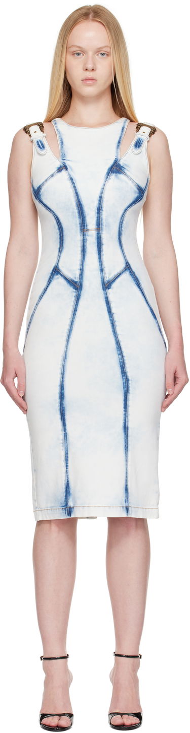 Šaty Versace Versace Jeans Couture Buckled Denim Minidress Modrá | E78HAO95R_EDW063RS5, 0