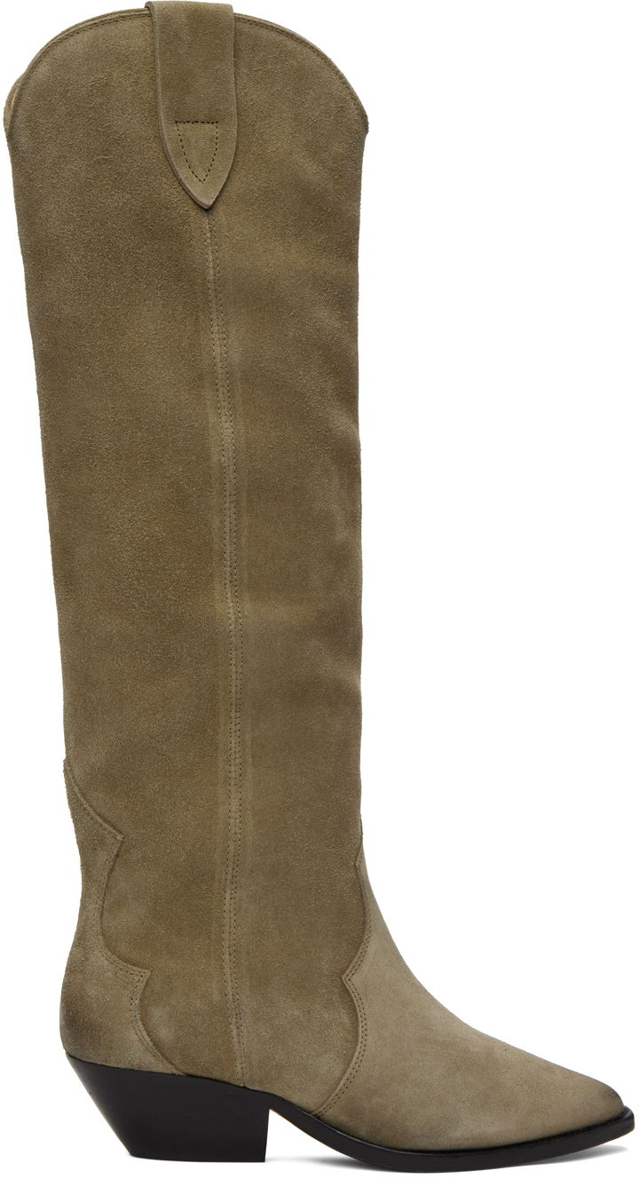 Oblečenie ISABEL MARANT Isabel Marant Denvee Suede Knee-High Boots Zelené | 23BT0001FA-A1A03S