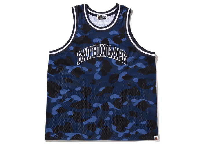 Tielko BAPE Color Camo Basketball Tank Top Navy | Please note: BAPE runs approximately one size small compared to traditional US sizing. We recommend moving up at least one whole size when purchasing a BAPE piece of clothing., 0