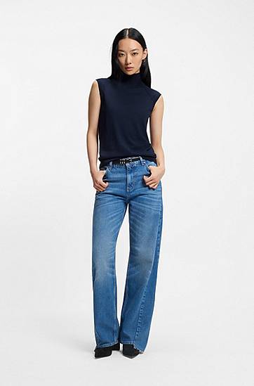Tenisky a topánky BOSS Suede Ankle Boots with Block Heel and Pointed Toe Čierna | 50548812, 1