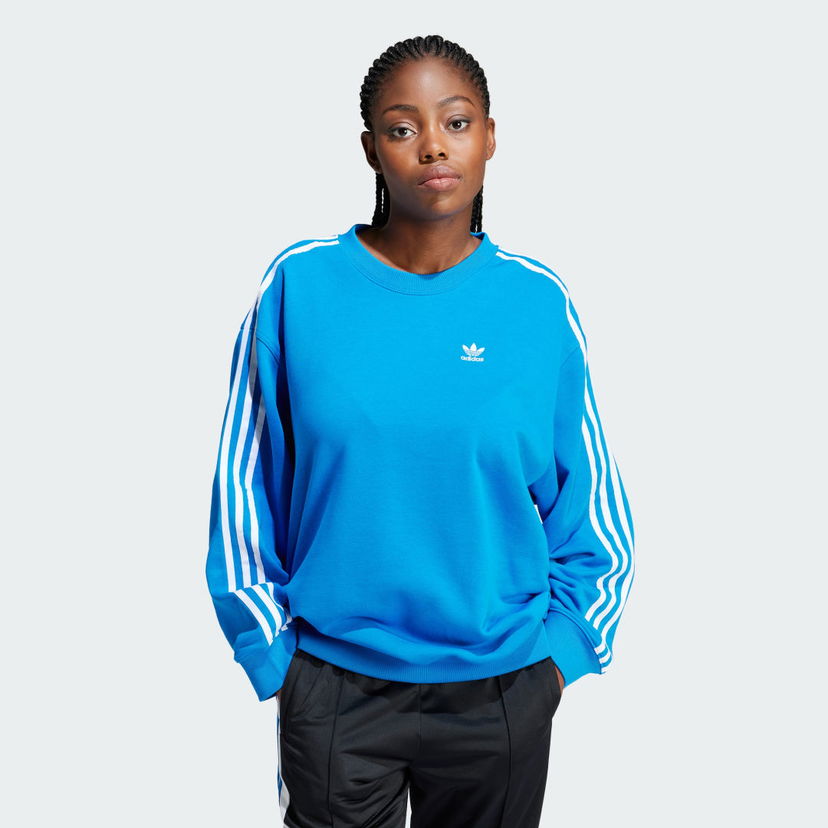 Sveter adidas Originals 3-Stripes Oversized Crew Tyrkysová | IN8488