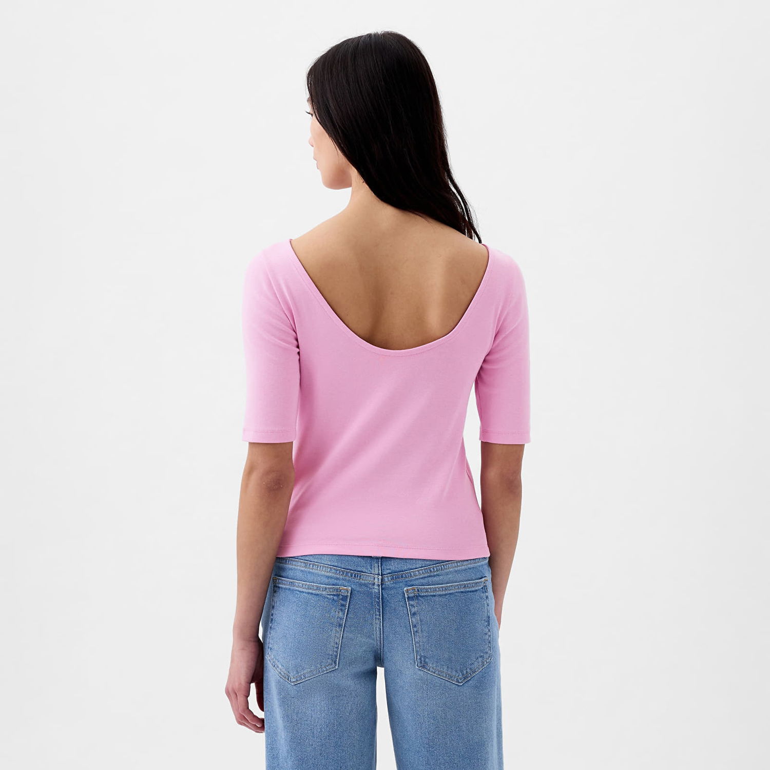 Tričko GAP Top Elbow Sleeve Modal Ballet Back Top Sugar Pink Ružová | 878217-00, 1
