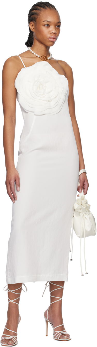 Šaty Blumarine Blumarine Sheath Rose Detail Midi Dress Biela | P522A627A, 3