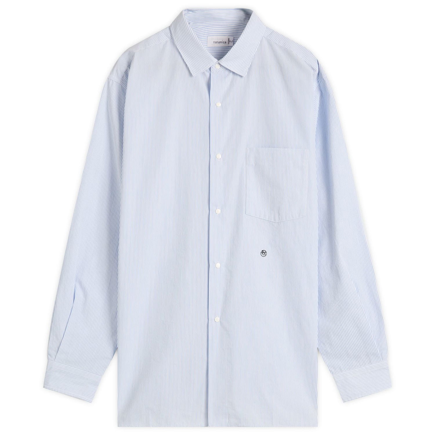 Košeľa NANAMICA Nanamica Regular Collar Stripe Wind Shirt, Size Large Modrá | SUGF362E-SX, 0
