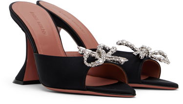 Doplnky Amina Muaddi Amina Muaddi Rosie Slipper Heeled Sandals Čierna | ROSIE SLIPPER CL SATIN, 3