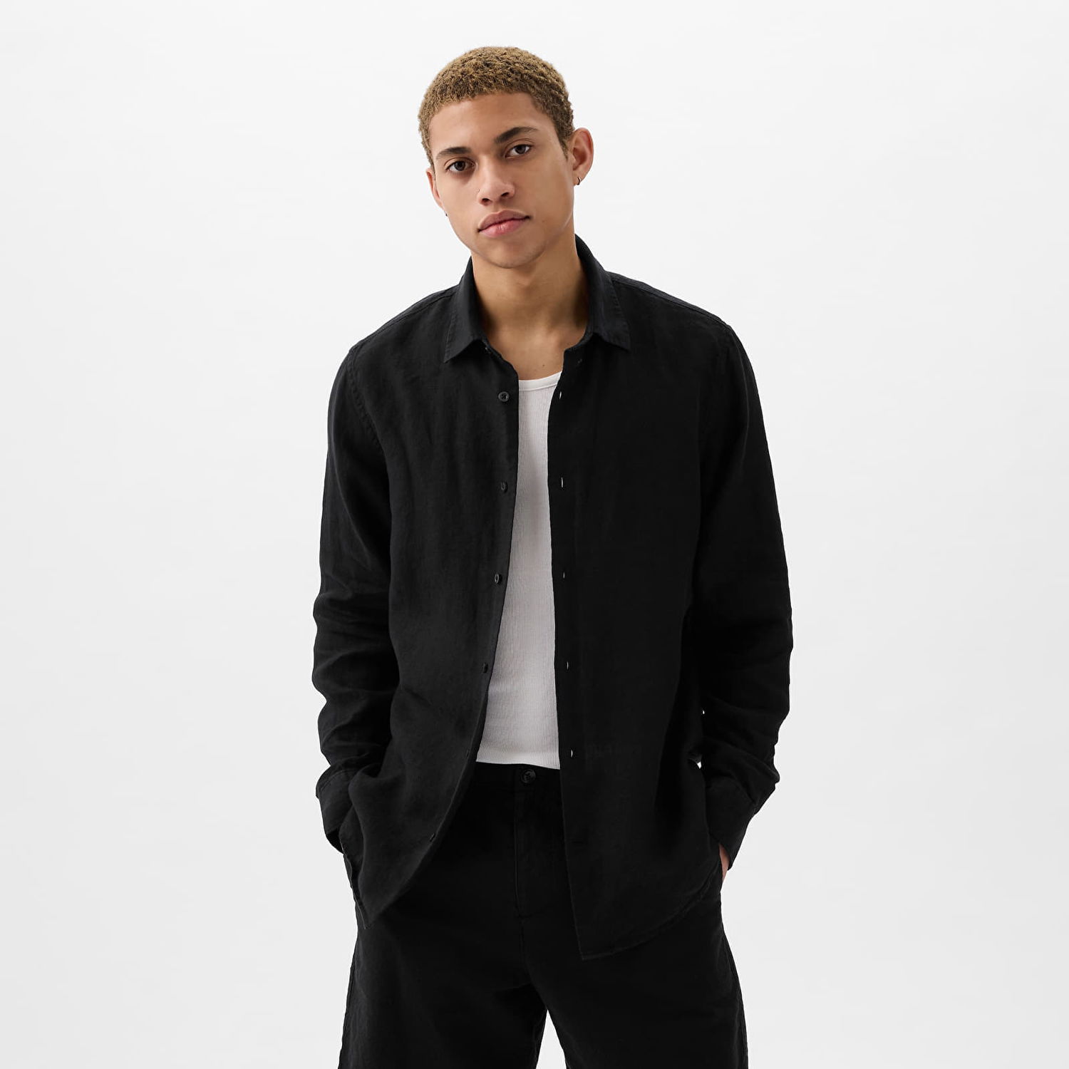 Košeľa GAP Longsleeve Linen Shirt True Black V2 Čierna | 855351-04, 0