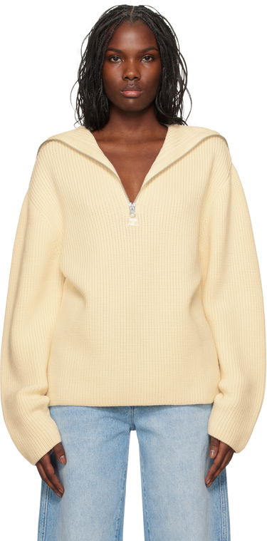Sveter Courrèges Ribbed Wool Half-Zip Sweater Žltá | 324MPU182FI0036, 0