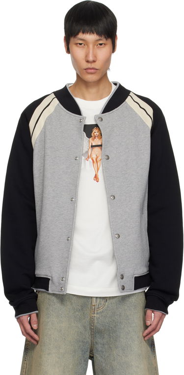 Bomber bunda Palm Angels Palm Angels Varsity Bomber Jacket Šedá | PMEK010S25FAB0010810, 0