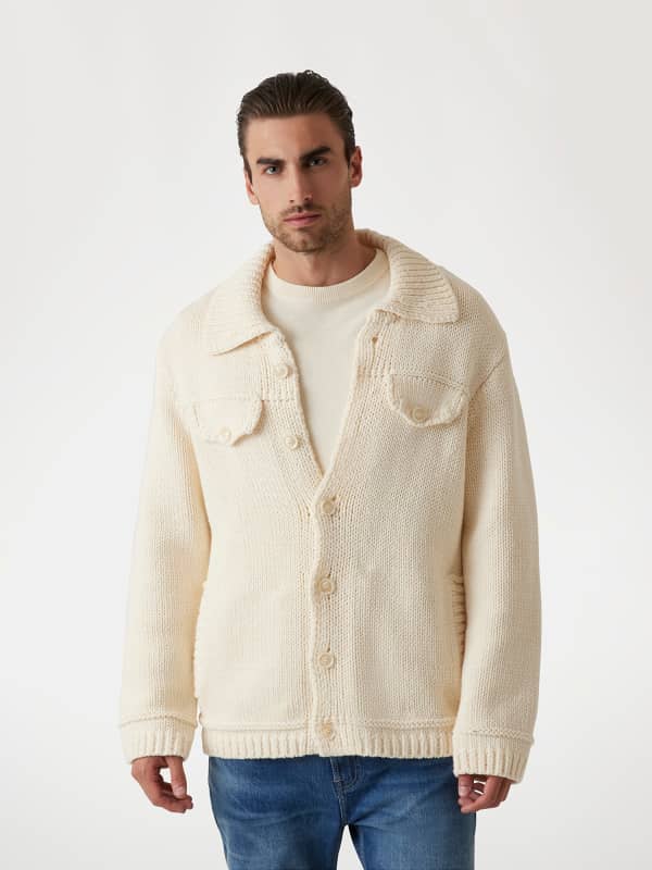 Button-Up Trucker Sweater Jacket