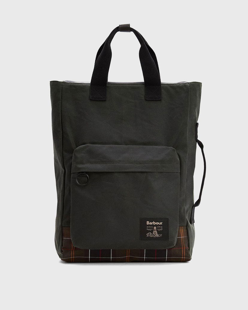 Tote bag Barbour Waxed Field Tote Bag with Plaid Base and Front Pocket Zelené | UBA0714SG91
