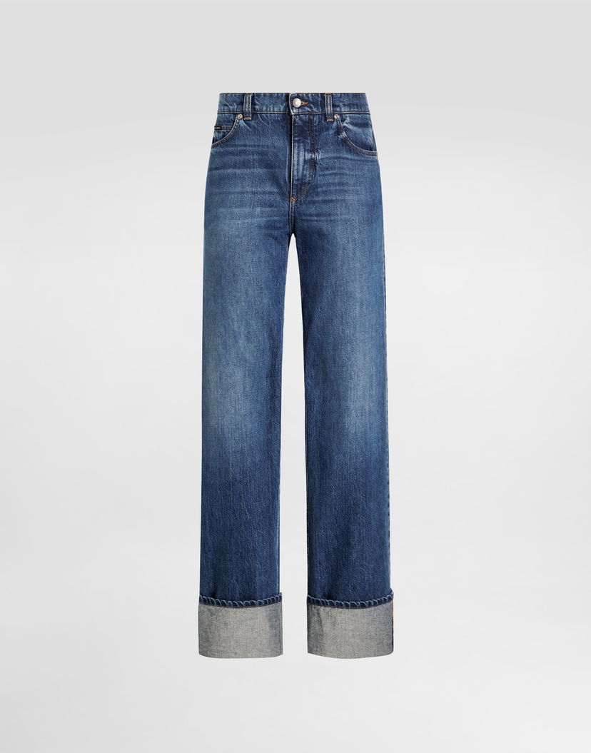 Džínsy Dolce & Gabbana Dolce & Gabbana 5-Pocket Cuffed Jeans Modrá | FTDCDDG8NR3S9001