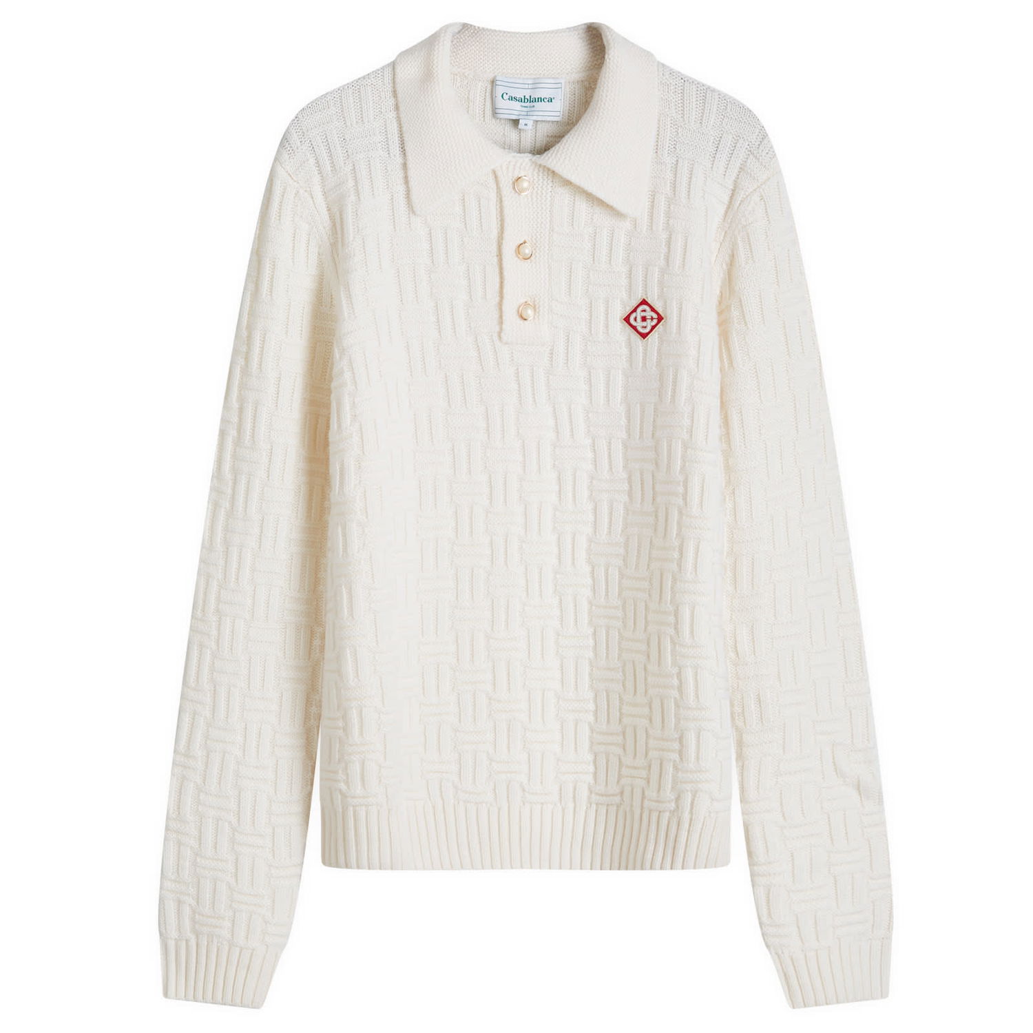 Polo tričko Casablanca Column Stitch Grandpa Polo L Biela | MF24-KW-731-01, 0