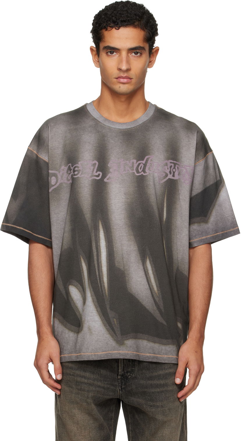 Tričko Diesel Oversized Faded Graphic T-shirt with Contrast Stitching Šedá | A21623-0BKBY-98BA