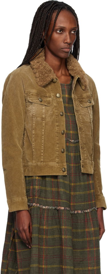 Bunda R13 Skinny Corduroy Trucker Jacket with Faux Fur Collar Hnedá | R13WD206-D363A, 1