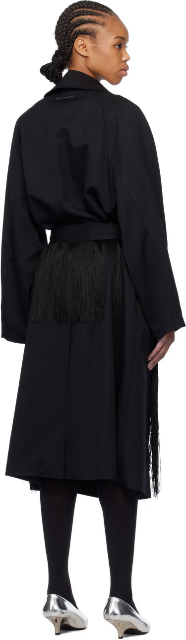 Kabáty Maison Margiela MM6 Maison Margiela Wool Gabardine Trench Coat with Fringed Belt Čierna | S52AH0079 S78542, 2