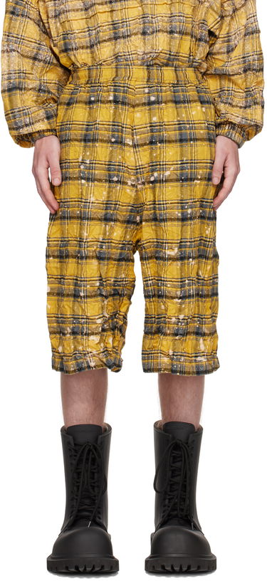 Šortky We11done We11done Crinkled Check Shorts Žltá | WD-PT1-23-254-U-YE, 0