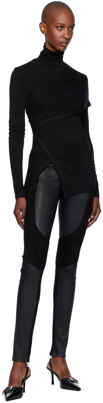 Legíny Helmut Lang Racer Leather Leggings Čierna | O06HW202, 3