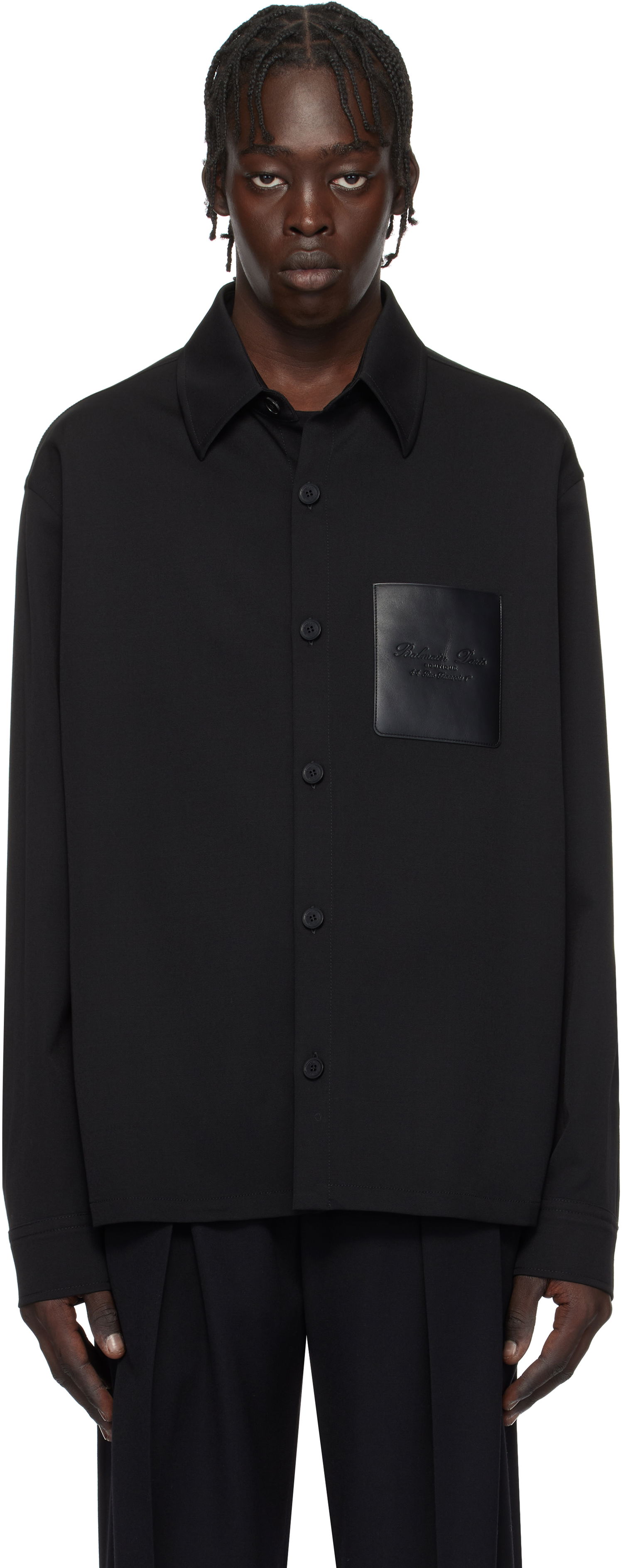 Košeľa Balmain Couture Label Long Sleeve Shirt Čierna | EH1HS391WB01, 0