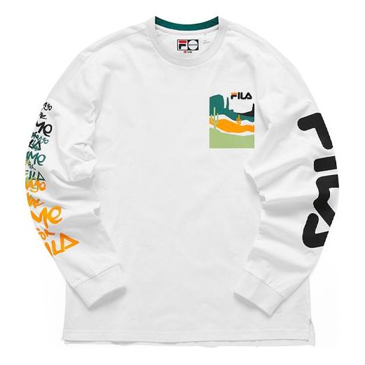 Tričko FILA Fusion Loose Graphic Long Sleeve T-Shirt Biela | T11M123201F-WT