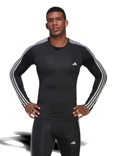 Tričko adidas Performance Techfit 3-Stripes Training Long Sleeve Čierna | HD3532