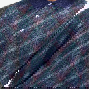 Sveter BEAMS Long Sleeve Jacquard Knit Polo Shirt Modrá | 3812-0028-156-79, 5