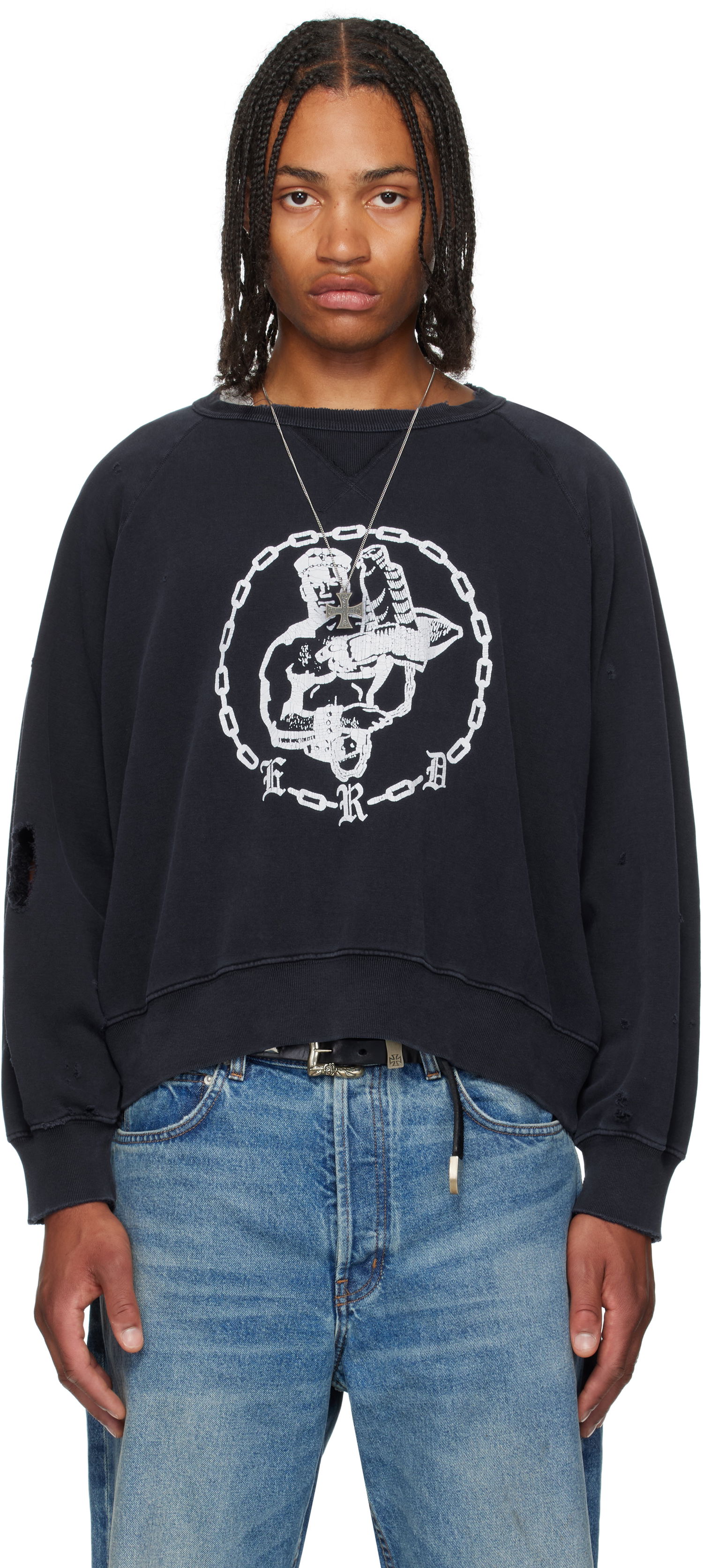Mikina Enfants Riches Déprimés Enfants Riches Déprimés En Chaine Raglan Crewneck Sweatshirt Navy | 020-468, 0