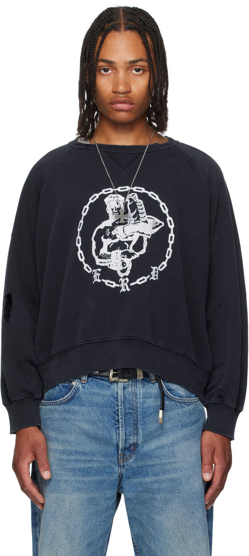 Mikina Enfants Riches Déprimés Enfants Riches Déprimés En Chaine Raglan Crewneck Sweatshirt Navy | 020-468