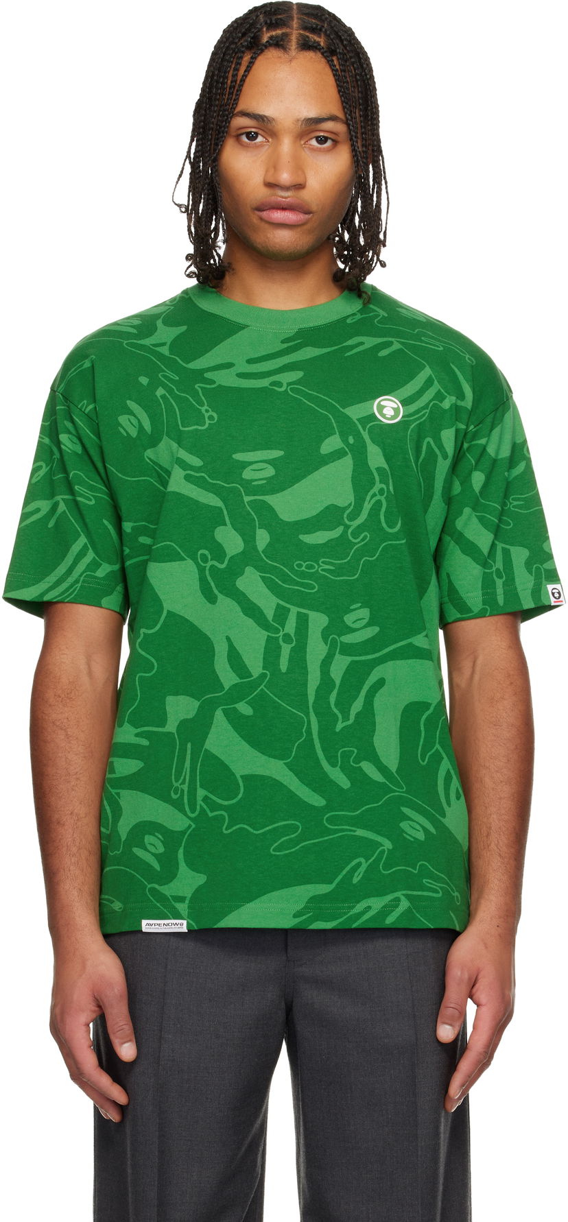 Tričko AAPE by A Bathing Ape Moonface Logo Camo T-shirt Zelené | AAPTEM1602XXNGRZ