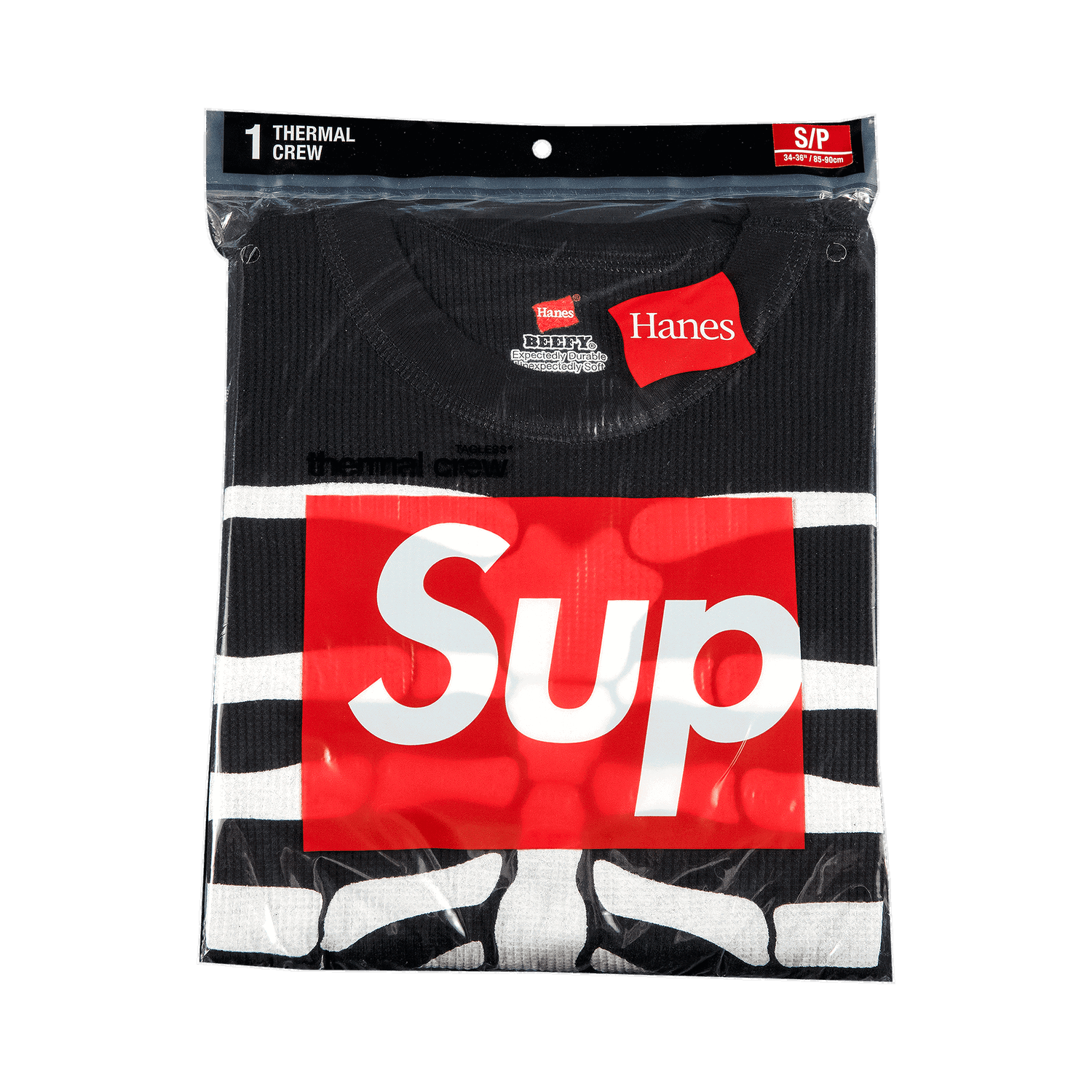 Tričko Supreme Hanes x Bones Thermal Crew (1 Pack) Čierna | FW21A22 BLACK, 0