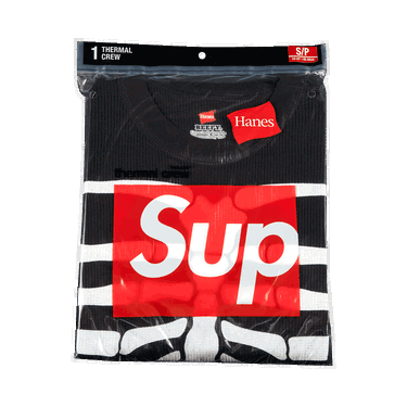 Tričko Supreme Hanes x Bones Thermal Crew (1 Pack) Čierna | FW21A22 BLACK, 0