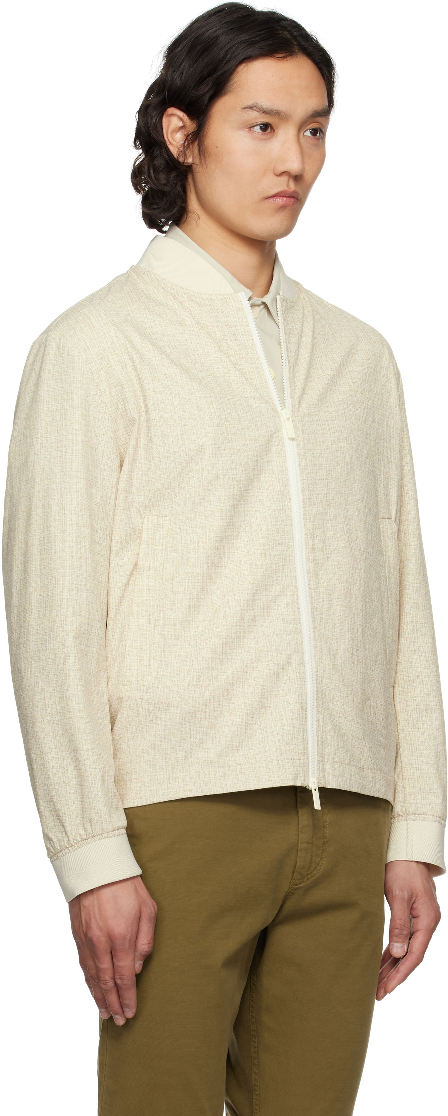 Bomber bunda BOSS BOSS Slim-Fit Bomber Jacket Béžová | 50539477, 1