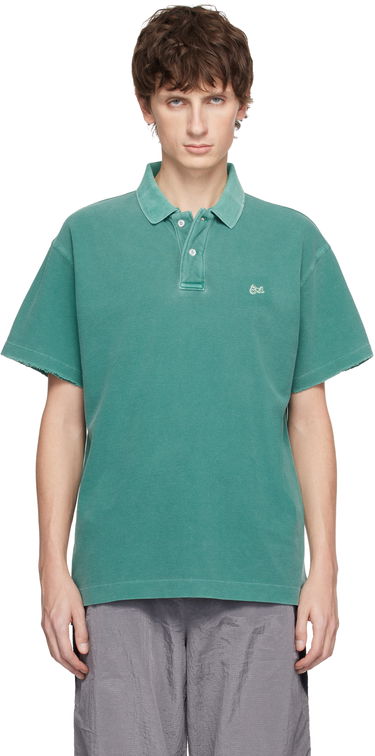 Polo tričko ERL ERL Faded Raw-Edge Polo Shirt Tyrkysová | ERL11T005, 0