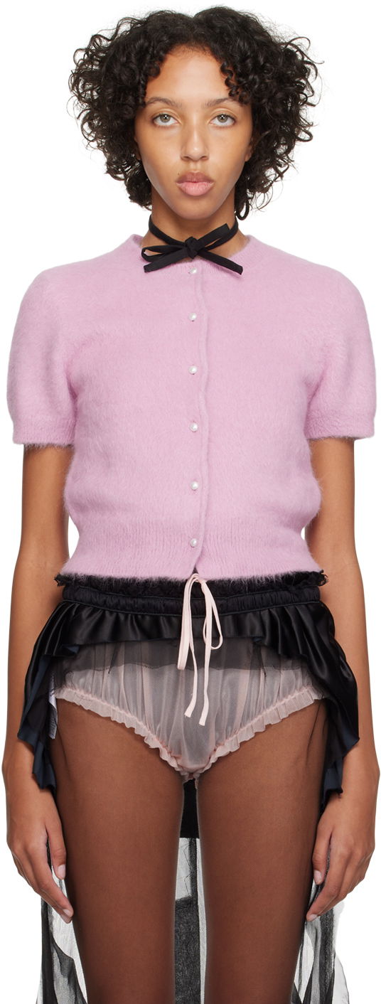 Sveter Maison Margiela Cropped Cardigan with Pearl Buttons Ružová | S29HP0008 S18269, 0