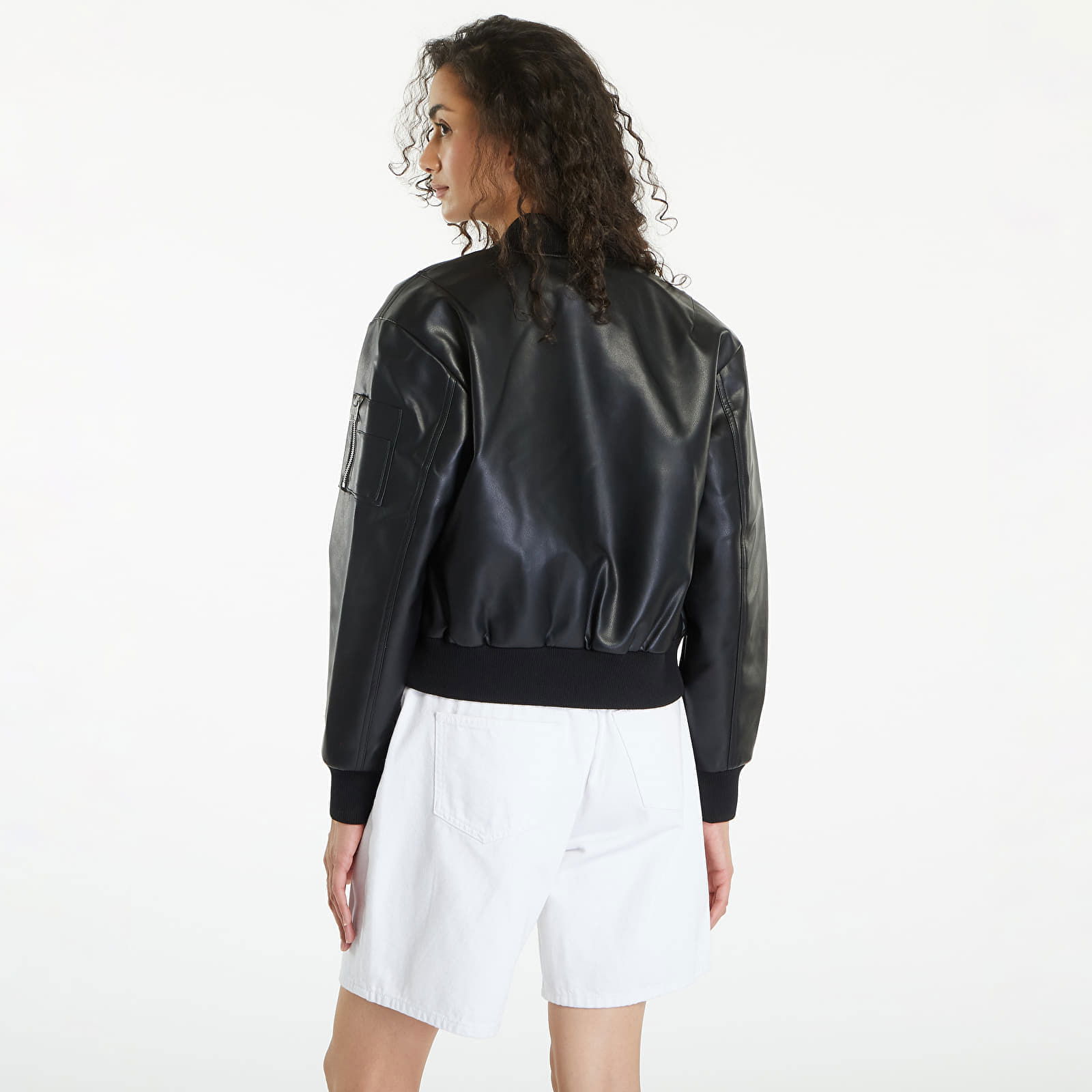 Faux Leather Bomber