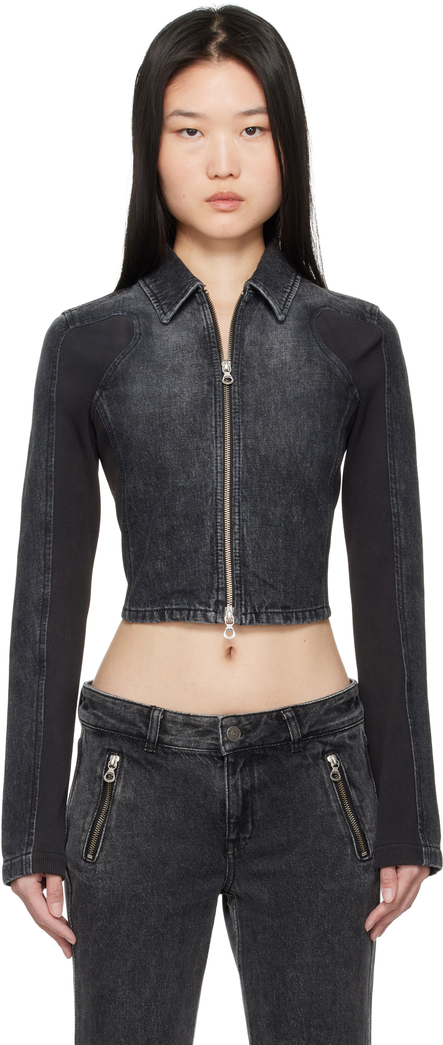 Bunda Diesel Black Cropped Denim Jacket Čierna | A14379 0AJEK, 0