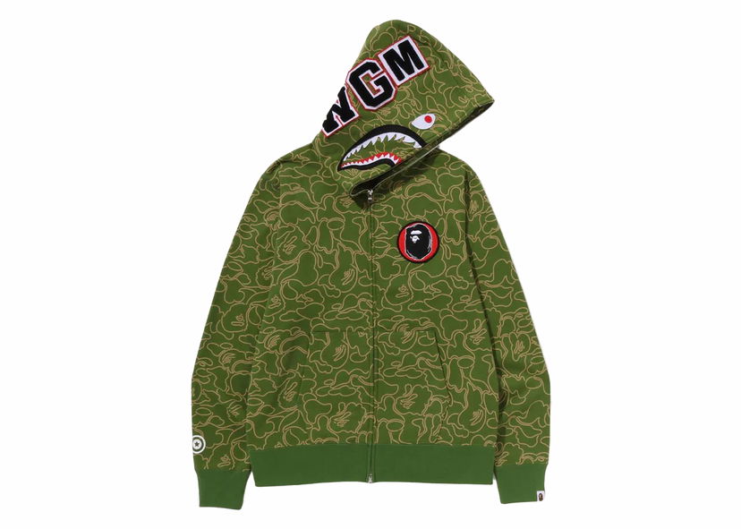 Mikina BAPE BAPE 30th Anniversary Line Camo Shark Full Zip Hoodie Green Zelené | 1J70-115-001