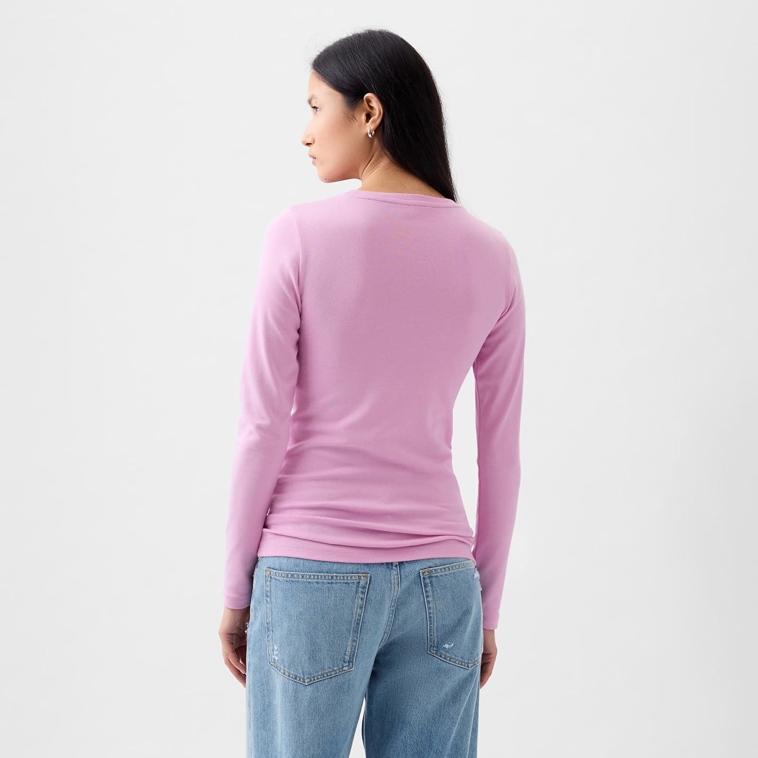 Tričko GAP Top Longsleeve Crewneck Modal Top Sugar Pink Ružová | 540609-14, 1
