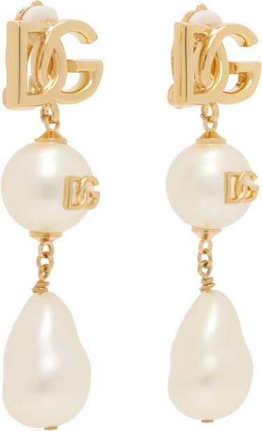 Náušnice Dolce & Gabbana Dolce&Gabbana 'DG' Logo Clip-on Pearl Earrings Metalická | WER2Y2 W1111, 1