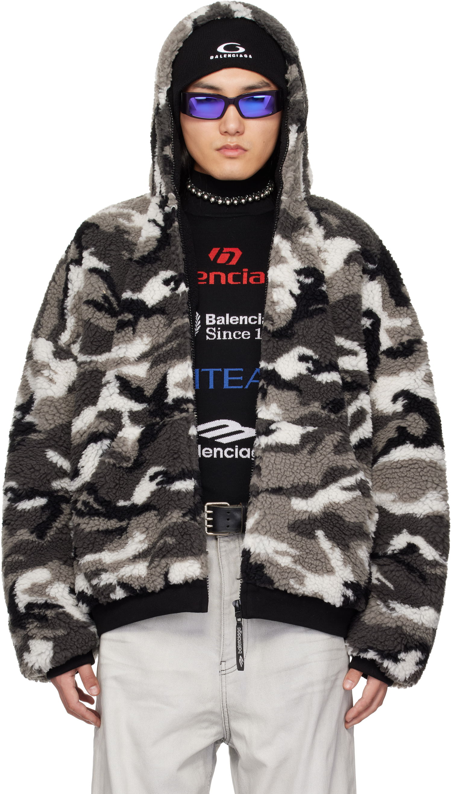 Bomber bunda Balenciaga Balenciaga Ski Zip-Up Fleece Hoodie Rôznofarebný | 809469-TPQ11-1240, 0