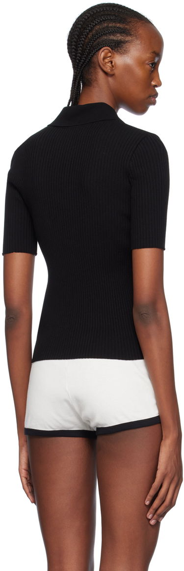 Polo tričko Courrèges Fitted Knit Polo Shirt Čierna | 124MPO017FI0001, 2