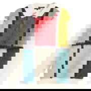 Long Sleeve Colour Block Knit Polo, Size Medium