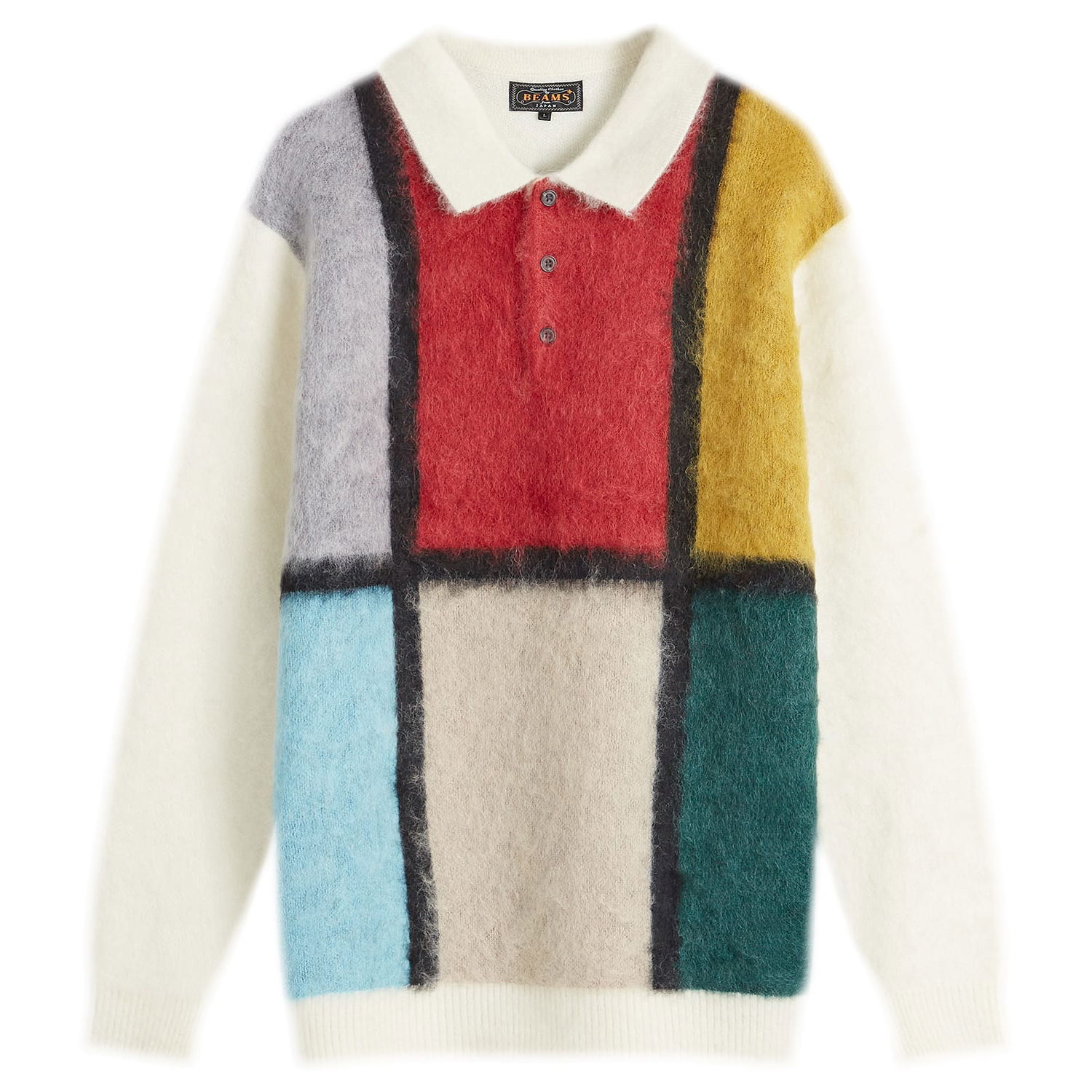Sveter BEAMS Long Sleeve Colour Block Knit Polo, Size Medium Rôznofarebný | 3812-0031-048-01, 0