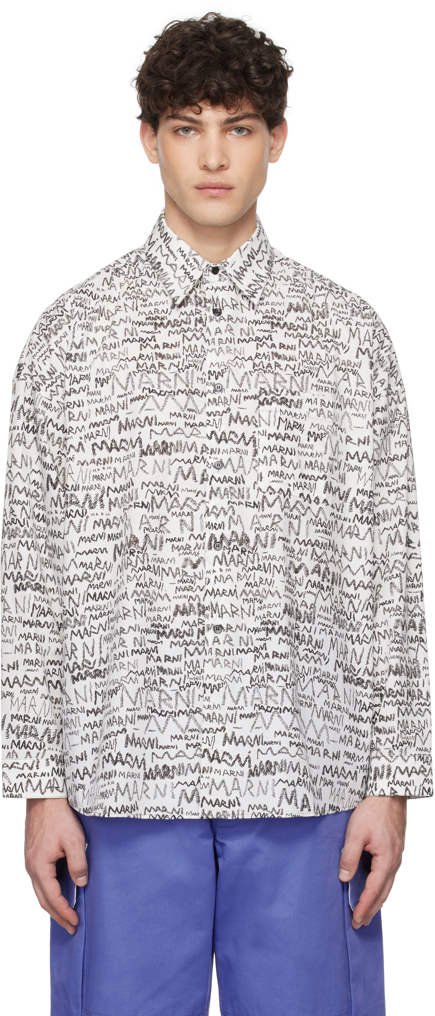 Košeľa Marni Marni Pencil Logo Oversized Shirt Biela | CUMU0061A3 UTC464, 0
