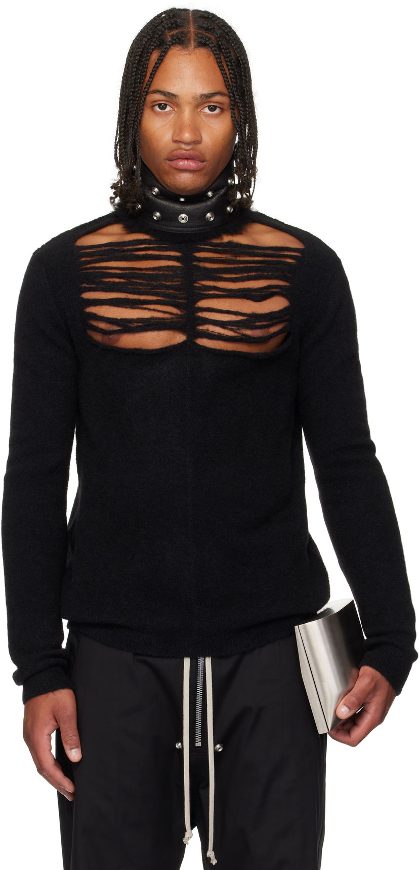 Sveter Rick Owens Rick Owens Concordians Long Sleeve Grid Knit Sweater Čierna | RU02E1670 KGRIDP